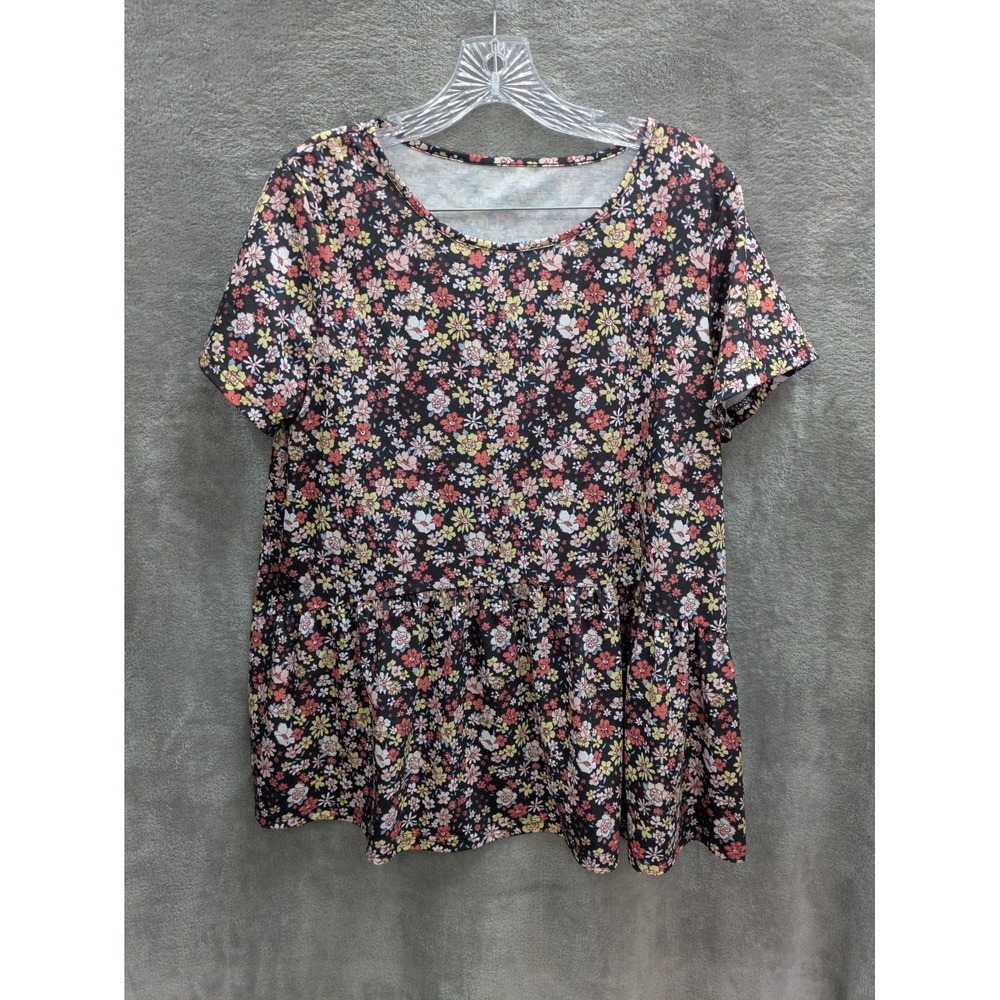 Hibluco Cottagecore Peplum Top Women's L Ditsy Micro Floral Boho